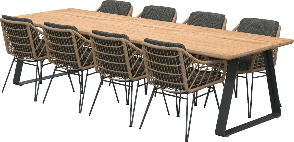 Luxe 4 Seasons Outdoor tuinset in Basso-design, 9-delig - 300x100 cm.
