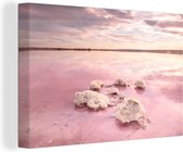 Canvas Schilderij Roze zoutmeer in Spanje bij zonsondergang - 60x40 cm - Wanddecoratie