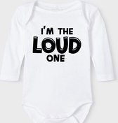 Baby Rompertje met tekst 'I'm the loud one' |Lange mouw l | wit zwart | maat 50/56 | cadeau | Kraamcadeau | Kraamkado