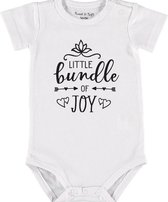 Baby Rompertje met tekst 'Little bundle of joy' | Korte mouw l | wit zwart | maat 62/68 | cadeau | Kraamcadeau | Kraamkado