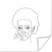 Illustration femme afro sur fond blanc poster papier 30x30 cm - Tirage photo sur poster (décoration murale salon / chambre)