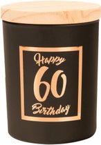 Verjaardag - Geurkaars - Black/Rose - Happy Birthday - 60 jaar - Giftbox wit/goud - In cadeauverpakking