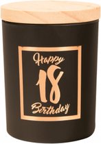 Verjaardag - Geurkaars - Black/Rose - Happy Birthday - 18 jaar - Giftbox wit/goud - In cadeauverpakking