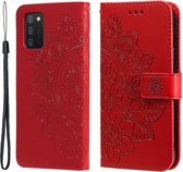 Bloemen Book Case - Samsung Galaxy A03s Hoesje - Rood