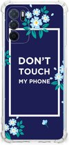 Shockproof Case OPPO A54s | A16 | A16s Smartphonehoesje met transparante rand Flowers Blue Don't Touch My Phone