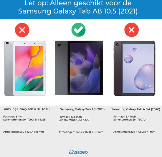 Case2go - Tablet Hoes compatibel met Samsung Galaxy Tab A8 (2021) - 10.5 inch - Tri-Fold Book Case - Auto Wake functie - Zwart