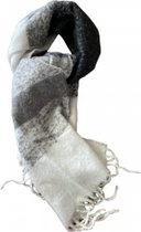 Sarlini | Lange gebreide Dames Sjaal Kaat 10 | Offwhite Zwart Grijs