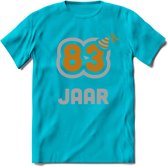 83 Jaar Feest T-Shirt | Goud - Zilver | Grappig Verjaardag Cadeau Shirt | Dames - Heren - Unisex | Tshirt Kleding Kado | - Blauw - L