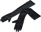 Zwarte lange wetlook handschoenen