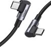 UGREEN 90° Dubbel Haakse USB-C naar USB-C Kabel 60W PD 1 Meter Zwart