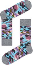 Happy Socks Heren | Camouflage | 41-46  | Grijs met Multi color Camo Print | Met platte naden voor optimaal draagcomfort