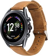 Leer Smartwatch bandje - Geschikt voor  Fossil Gen 6 - 44mm leren band - bruin - Strap-it Horlogeband / Polsband / Armband
