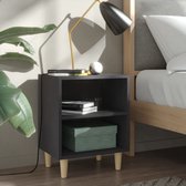 Decoways - Nachtkastjes 2 stuks met massief houten poten 40x30x50 cm grijs