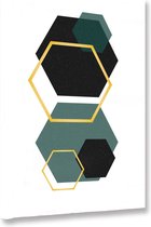 Akoestische panelen - Geluidsisolatie - Akoestische wandpanelen - Akoestisch schilderij AcousticBudget® - paneel met grafisch groene elementen - design 40 - 90x60 - Wanddecoratie -