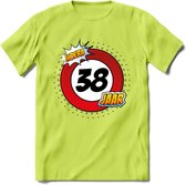 38 Jaar Hoera Verkeersbord T-Shirt | Grappig Verjaardag Cadeau | Dames - Heren | - Groen - M