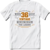 36 Jaar Legend T-Shirt | Goud - Zilver | Grappig Verjaardag Cadeau | Dames - Heren | - Wit - S