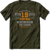 19 Jaar Legend T-Shirt | Goud - Zilver | Grappig Verjaardag Cadeau | Dames - Heren | - Leger Groen - M