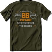 25 Jaar Legend T-Shirt | Goud - Zilver | Grappig Verjaardag Cadeau | Dames - Heren | - Leger Groen - L
