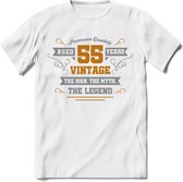 55 Jaar Legend T-Shirt | Goud - Zilver | Grappig Verjaardag Cadeau | Dames - Heren | - Wit - L