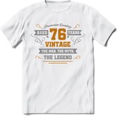 76 Jaar Legend T-Shirt | Goud - Zilver | Grappig Verjaardag Cadeau | Dames - Heren | - Wit - L