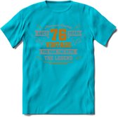 76 Jaar Legend T-Shirt | Goud - Zilver | Grappig Verjaardag Cadeau | Dames - Heren | - Blauw - L