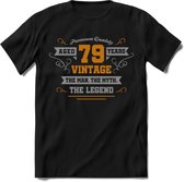 79 Jaar Legend T-Shirt | Goud - Zilver | Grappig Verjaardag Cadeau | Dames - Heren | - Zwart - M