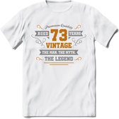 73 Jaar Legend T-Shirt | Goud - Zilver | Grappig Verjaardag Cadeau | Dames - Heren | - Wit - XXL