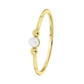 Lucardi - Dames Goldplated ring zoetwaterparel - Ring - Cadeau - Echt Zilver - Goudkleurig