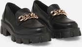 LOLALIZA Mocassins met profielzool en ketting - Zwart - Maat C36