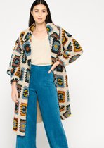 LOLALIZA Lange jas met etnische print - Ecru - Maat S
