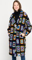 LOLALIZA Lange jas met etnische print - Zwart - Maat L
