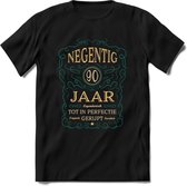 90 Jaar Legendarisch Gerijpt T-Shirt | Aqua - Ivoor | Grappig Verjaardag Cadeau | Dames - Heren | - Zwart - M