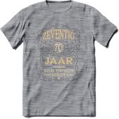 70 Jaar Legendarisch Gerijpt T-Shirt | Grijs - Ivoor | Grappig Verjaardag Cadeau | Dames - Heren | - Donker Grijs - Gemaleerd - S