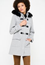 LOLALIZA Duffle coat met capuchon - Grijs - Maat 36