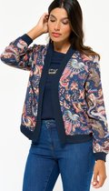 LOLALIZA Open vest met kleurrijke bloemenprint - Marine Blauw - Maat 42