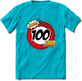 100 Jaar Hoera Verkeersbord T-Shirt | Grappig Verjaardag Cadeau | Dames - Heren | - Blauw - XXL