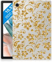 Siliconen hoesje met naam Samsung Galaxy Tab A8 2021 Tablet Hoes Gouden Bloemen met doorzichte zijkanten
