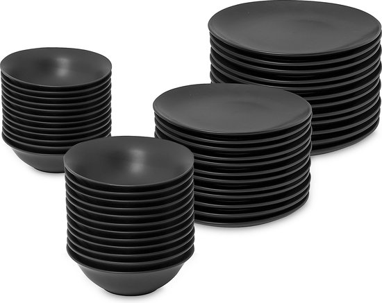 service de vaisselle vtwonen (48 pièces) noir mat | bol