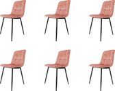 Eetkamerstoelen set van 6 Roze "Los Angeles" - velvet eetkamerstoel - velvet stoel - eetkamerstoel