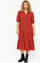 LOLALIZA Lange hemd jurk met korte mouwen - Roze - Maat 42