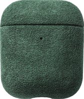 Alcanside Alcantara Hoesje Geschikt voor Apple AirPods 1 - Midnight Green