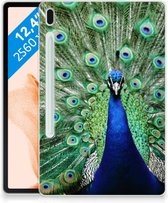 Tablet Hoes Samsung Galaxy Tab S7FE TPU Siliconen Hoesje Pauw met transparant zijkanten