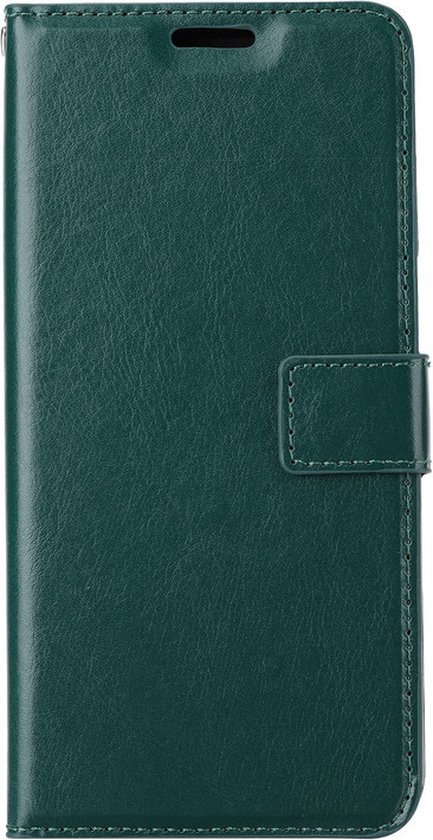 Coque pour iPhone 13 Mini - Bookcase - Espace pour 3 cartes - Cuir Artificiel - avec 1x Protecteur d'écran trempé - SAFRANT1 - Vert Foncé