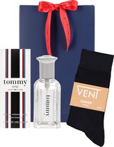 Heren cadeaubox: Tommy Hilfiger TOMMY eau de toilette met blauwe VENT sokken (2-pack) -  Maat: 43-46