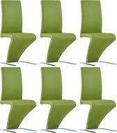 Decoways - Eetkamerstoelen met zigzag-vorm 6 stuks kunstleer groen