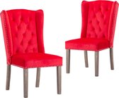 Decoways - Eetkamerstoelen 2 stuks fluweel rood