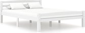 Decoways - Bedframe massief grenenhout wit 140x200 cm