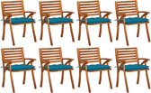 Decoways - Tuinstoelen 8 st met kussens massief acaciahout