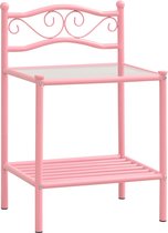 Decoways - Nachtkastje 43x33x65 cm metaal en glas roze en transparant