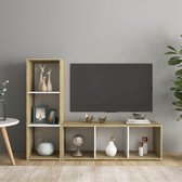 Decoways - Tv-meubelen 2 stuks 107x35x37 cm spaanplaat wit sonoma eikenkleur